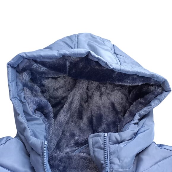 U.S. Polo Assn. Blue Hooded Puffer Jacket – Women’s Size L, Faux Fur Lining - Picture 4 of 7